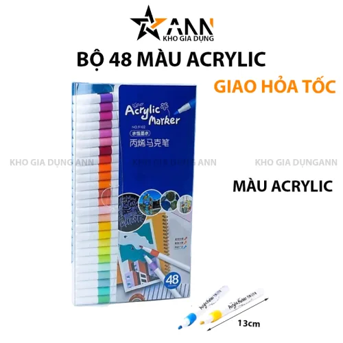 Bộ bút marker acrylic 48 màu, vẽ trên nhiều chất liệu