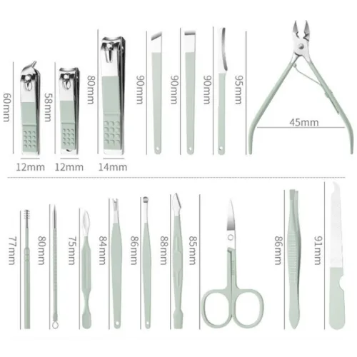 Nguồn hàng sỉ bộ Cắt Móng Tay 16 Món Bằng Thép Không Gỉ Kèm Bao