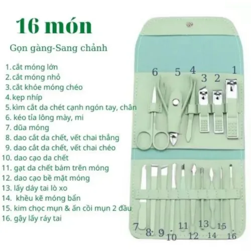 Nguồn hàng sỉ bộ Cắt Móng Tay 16 Món Bằng Thép Không Gỉ Kèm Bao