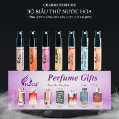 Bộ thử nước hoa Charme màu tím, 7 mẫu gồm 4 nam 3 nữ, 3ml/chai