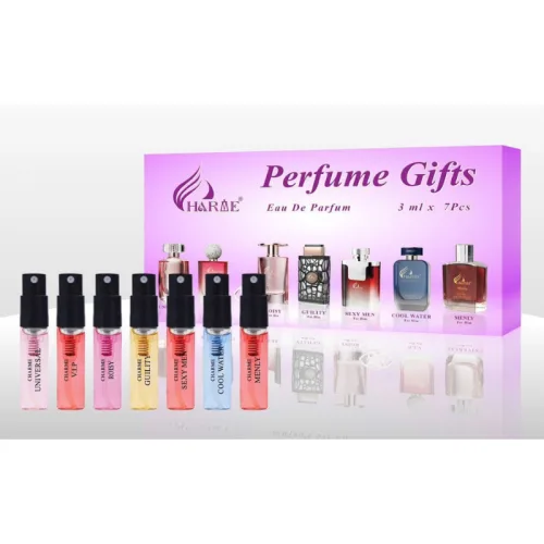 Bộ thử nước hoa Charme màu tím, 7 mẫu gồm 4 nam 3 nữ, 3ml/chai