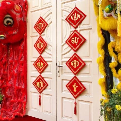 Đôi Khánh Nhung Tết Chúc Mừng Năm Mới 5x5cm