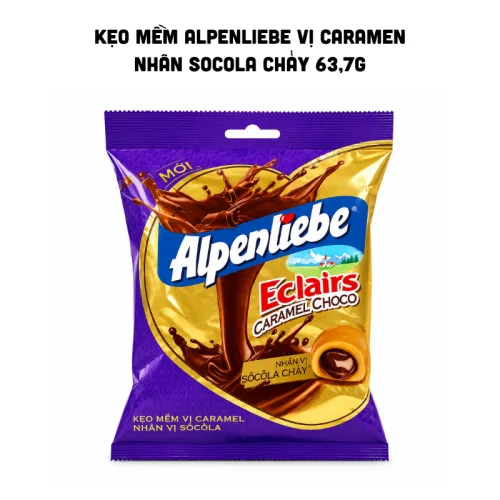 Kẹo ALPENLIEBE mềm caramen nhân socola chảy, bịch 63,7g