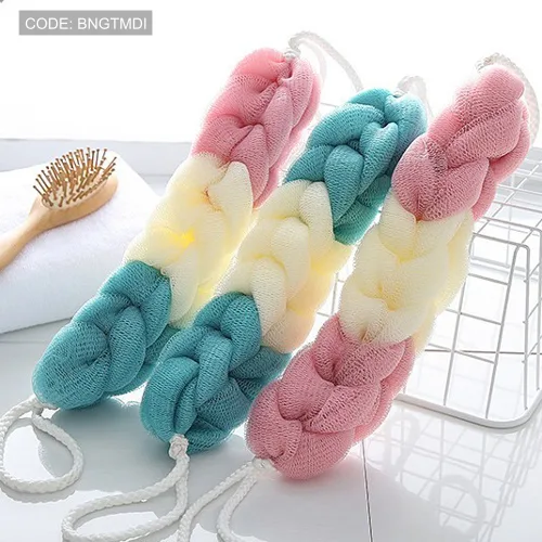 Bông tắm dài 3 màu tạo bọt, kích thước 27 x 5 cm
