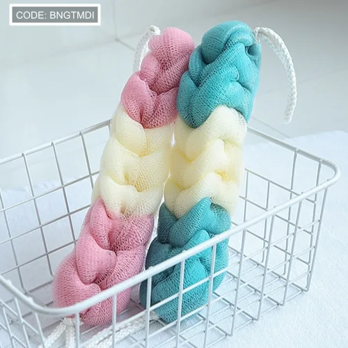 Bông tắm dài 3 màu tạo bọt, kích thước 27 x 5 cm