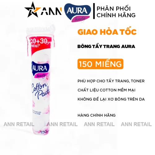 Nguồn hàng sỉ bông Tẩy Trang Aura Chất Liệu Cotton Mềm Mại Cho Da 150 Miếng