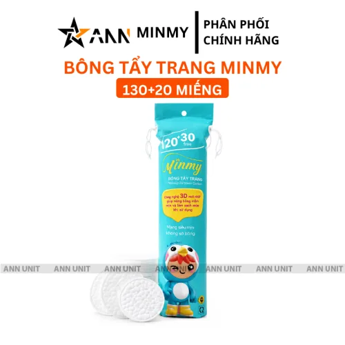 Shop sỉ bông Tẩy Trang Minmy Xanh 130 + 20 Miếng