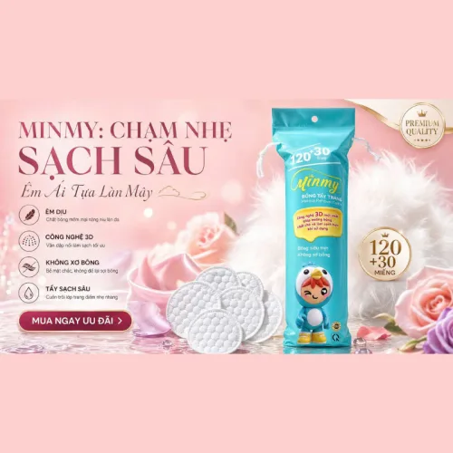 Shop sỉ bông Tẩy Trang Minmy Xanh 130 + 20 Miếng
