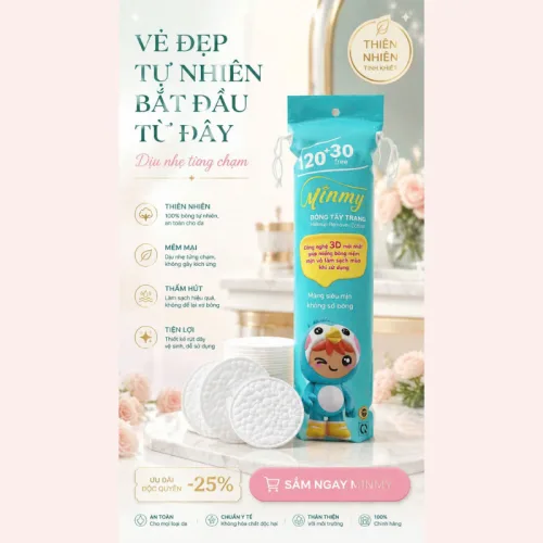 Shop sỉ bông Tẩy Trang Minmy Xanh 130 + 20 Miếng