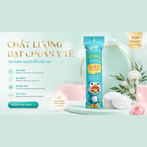 Shop sỉ bông Tẩy Trang Minmy Xanh 130 + 20 Miếng