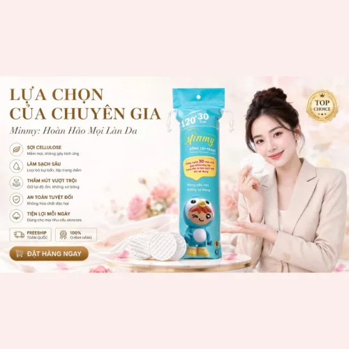 Shop sỉ bông Tẩy Trang Minmy Xanh 130 + 20 Miếng