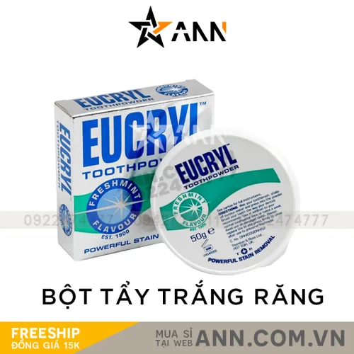 Bột đánh răng Eucryl Toothpowder Freshmint hương bạc hà 50 g