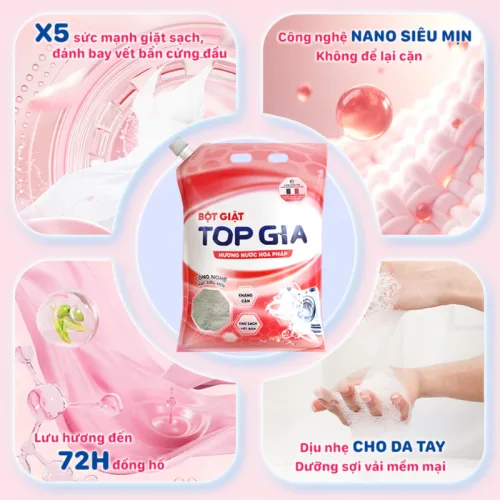 Bột giặt quần áo Top Gia hương nước hoa Pháp 3.3kg