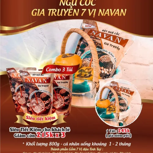 Bột Ngũ Cốc Navan 800g, Hỗn Hợp 9 Loại Hạt Dinh Dưỡng
