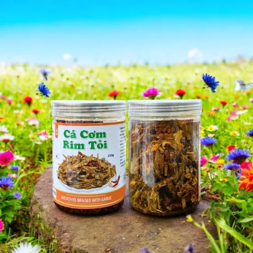 Cá cơm rim tỏi thơm ngon đóng hộp 250g