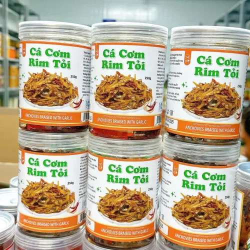 Cá cơm rim tỏi thơm ngon đóng hộp 250g