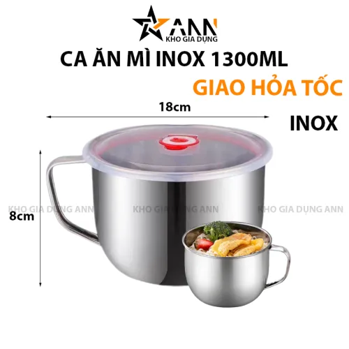 Ca Inox Ăn Mì Dung Tích 1300ml, Kích Thước 8X18cm