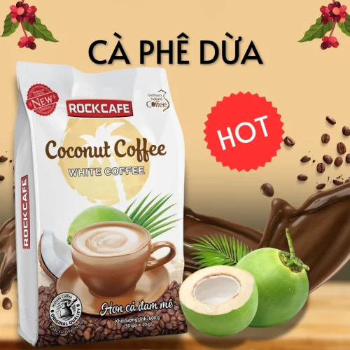 Nơi lấy sỉ cà Phê Dừa Coconut Coffee RockCafe Túi 30 Gói