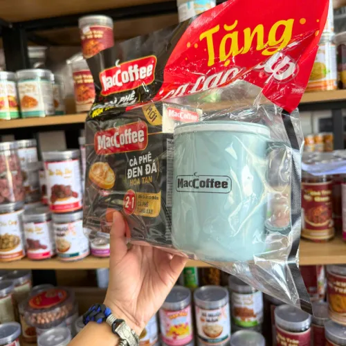 Cà Phê Đen Đá Mac Coffee - Cà Phê Đen Đá Hòa Tan 2 In 1 220g - Tặng 1 Ly Nhựa Cao Cấp