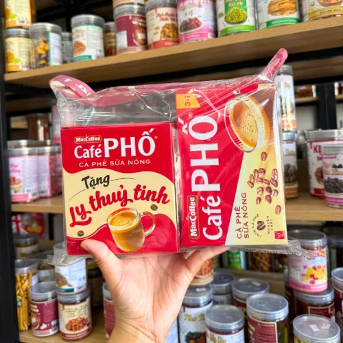Shop sỉ cà Phê Phố - Cà Phê Sữa Nóng 3 In 1 160g Hộp 10 Gói - Tặng Ly Thủy Tinh
