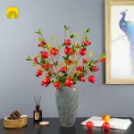 Cành lựu giả 7 trái mọng đỏ cắm bình trang trí