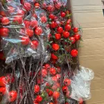 Cành lựu giả 7 trái mọng đỏ cắm bình trang trí