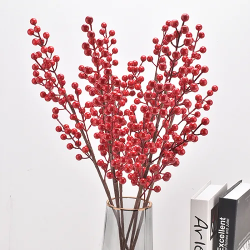 Chỗ sỉ 1 Cành Đông Đào 12 Nhánh Trái Mọng Đỏ Dài 90cm