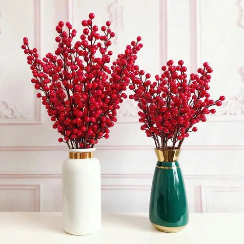 Chỗ sỉ 1 Cành Đông Đào 12 Nhánh Trái Mọng Đỏ Dài 90cm