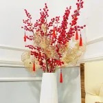 Chỗ sỉ 1 Cành Đông Đào 12 Nhánh Trái Mọng Đỏ Dài 90cm
