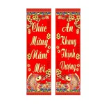 Câu đối đỏ cá chép 3D, bộ 2 chiếc trang trí Tết 30x90cm