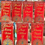 Cặp câu đối đỏ hình công trang trí Tết treo tường 35x75cm