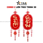 Cặp liễn treo 3D trang trí Tết 28x108cm, kèm dây treo