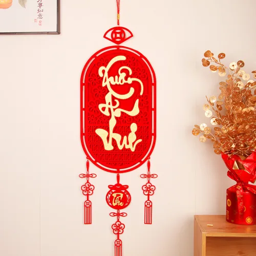 Cặp liễn treo 3D trang trí Tết 28x108cm, kèm dây treo