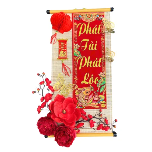 Shop sỉ cặp 2 Mành Tre Dài Câu Đối Đơn Trang Trí - Phên Tre Lớn Trang Trí Tết Ráp Sẵn