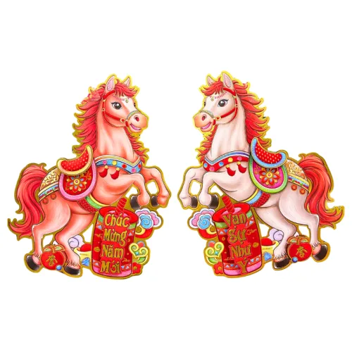 Nguồn hàng sỉ cặp 2 Tranh Dán Cửa Ngựa - Tranh Dán Trang Trí Tết 50cm
