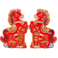 Tranh ngựa dán cửa trang trí Tết 60cm, quy cách cặp 2 tranh