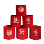 Shop sỉ cặp 2 Trụ Nhung Đỏ Cắm Hoa In Chữ - Hộp Cắm Hoa Đỏ Trang Trí Tết