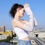 Găng Tay Dài Vải Kim Cương Mềm Mịn Chống Nắng