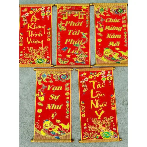 Chỗ sỉ câu Đối Đỏ Đơn 3d Treo Tường - Câu Đối Trang Trí Tết