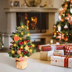 Chỗ sỉ cây Thông Noel Để Bàn Trang Trí Giáng Sinh Kèm Đèn và Phụ Kiện Size 60cm