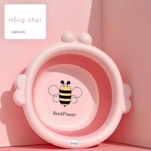 Chậu rửa mặt silicone cho bé hình con ong, gấp gọn 33x31,5x4 cm