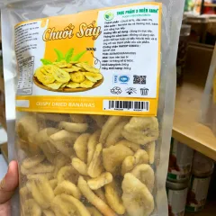 Chuối sấy giòn 300g đóng gói trong túi zip màu bạc