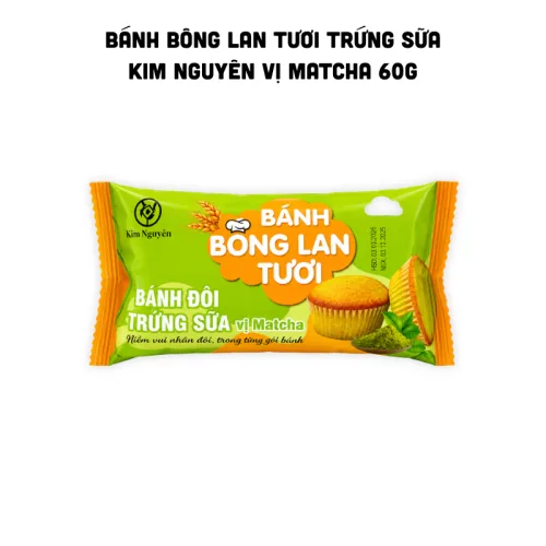 Kim Nguyên Bánh Bông Lan Tươi Trứng Sữa Matcha 60g Bịch Xanh