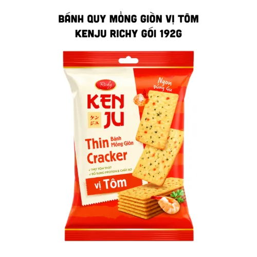 Bánh quy Kenju Richy vị tôm mỏng giòn, gói 192g