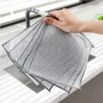 Shop sỉ combo 10 Miếng Lưới Rửa Chén Sợi Thép - Miếng Rửa Chén Bát Cọ Xoong Nồi Bằng Kim Loại 1 Lớp Đa Năng 20x20cm