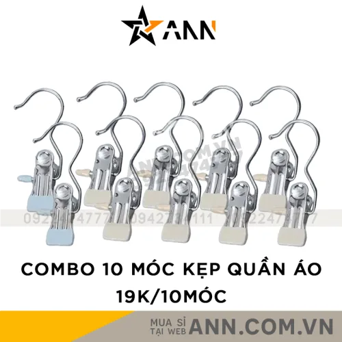 Chỗ sỉ combo 10 Móc Kẹp Quần Áo Bằng Inox - Móc Kẹp Phơi Tất Vớ Đồ Lót Bọc Nhựa Pvc Cao Cấp Nhỏ Gọn