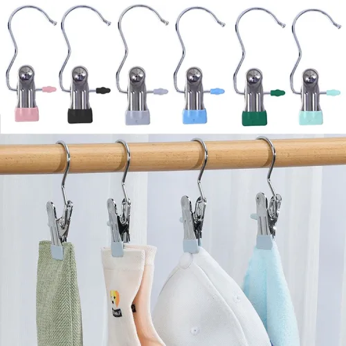 Chỗ sỉ combo 10 Móc Kẹp Quần Áo Bằng Inox - Móc Kẹp Phơi Tất Vớ Đồ Lót Bọc Nhựa Pvc Cao Cấp Nhỏ Gọn