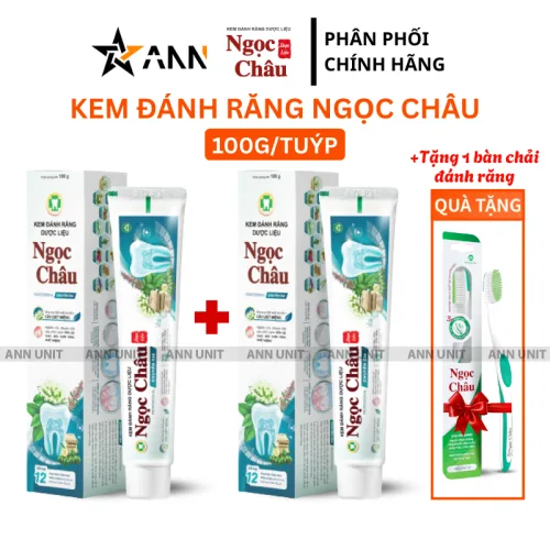 Kem Đánh Răng Dược Liệu Ngọc Châu Chuyên Gia 100g, Combo 2 Tuýp Tặng Bàn Chải