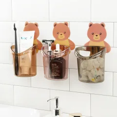 Nguồn hàng sỉ combo 2 Cốc Dán Tường Hình Gấu - Cốc Đựng Kem Đánh Răng Dao Cạo Râu Cắm Bút 10.5x8x9.5cm