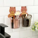 Nguồn hàng sỉ combo 2 Cốc Dán Tường Hình Gấu - Cốc Đựng Kem Đánh Răng Dao Cạo Râu Cắm Bút 10.5x8x9.5cm